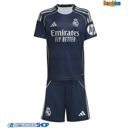 Maglie da calcio Real Madrid Seconda Maglia Bambino 2025-26 Manica Corta + Pantaloni corti)